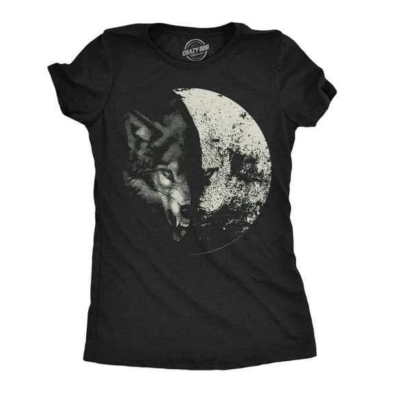 Womens Funny T Shirts Wolf Moon Cool Space Graphic Tee for Ladies Womens Graphic Tees