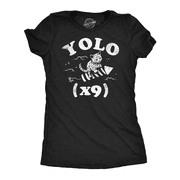 Womens Funny T Shirts Yolo X9 Sarcastic Kitten Graphic Novelty Tee for Ladies Womens Graphic Tees