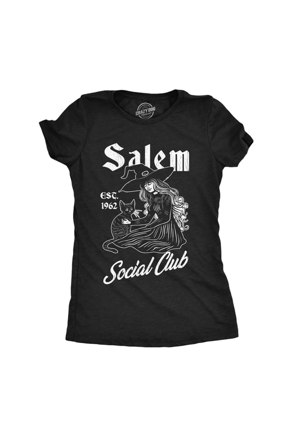 Womens Funny T Shrits Salem Social Club Sarcastic Halloween Witch Graphic Novelty Tee for Ladies Womens Graphic Tees