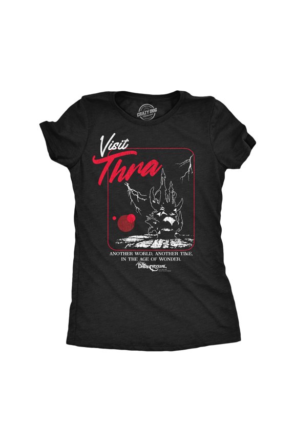 Womens Funny Visit Thra T-Shirt - Jim Henson's Dark Crystal Tee for Ladies - Retro Movie Tshirt with Vintage Design Womens Graphic Tees