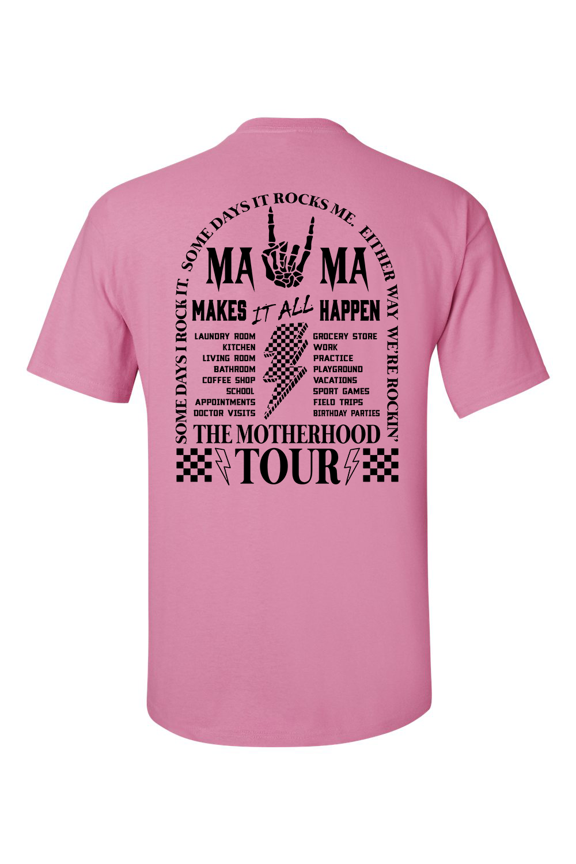Womens Funny Whimsical Mother's Day Mama World Tour Black Design Ladies Short Sleeve T-Shirt-Azalea-3X-Large