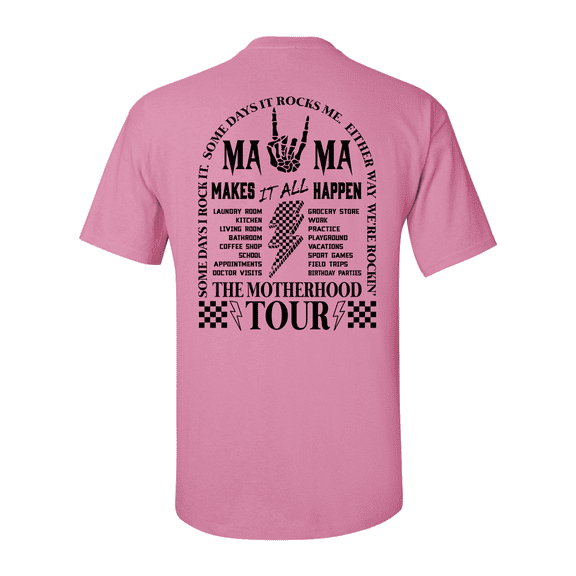 Womens Funny Whimsical Mother's Day Mama World Tour Black Design Ladies Short Sleeve T-Shirt-Azalea-Large