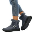 thumbnail image 1 of Womens Furry Mid Calf Snow Boots Fashion Casual Suede Wide Toe Fleece Lined Fuzzy Winter Walking Ankle Booties Blue Size 6, 1 of 7