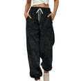 thumbnail image 1 of Womens Furry Pants High Waist Casual Joggers Elastic Cuff Comfortable Pants Trousers with Pockets For Everyday Wear and Outdoor Gyujnb,Size:XXL, 1 of 6