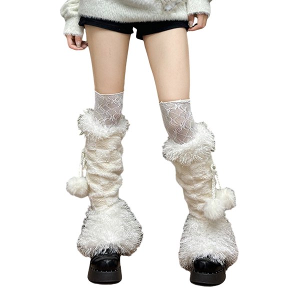 Womens Furs Leg Warmers Furs Fuzzy Leg Covers Boot Winter Boot Cuffs Cover