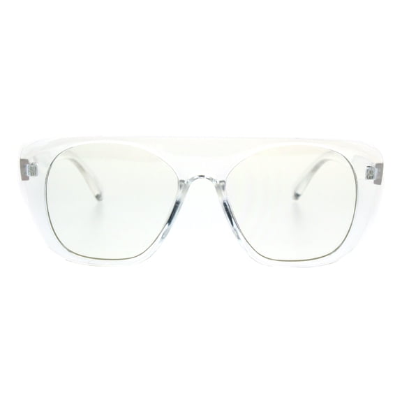 Womens Futurism Flat Top Mob Retro Plastic Clear Lens Eye Glasses Clear