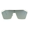 thumbnail image 1 of Womens Futurist Shield Robotic Squared Metal Rim Aviator Sunglasses Silver Mirror, 1 of 4