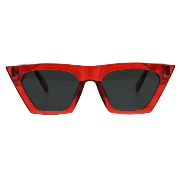 Womens Futuristic Squared Flat Top Cat Eye Goth Retro Mod Sunglasses Red Black