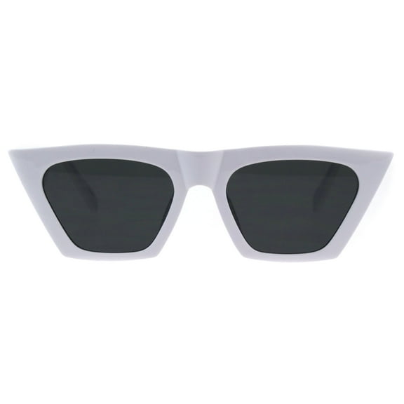 Womens Futuristic Squared Flat Top Cat Eye Goth Retro Mod Sunglasses White Black