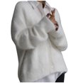 thumbnail image 1 of Womens Fuzzy Cardigan Sweater V Neck Long Sleeve Button Down Slouchy Furry Knit Sweaters 2025, 1 of 3