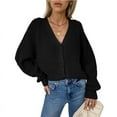 thumbnail image 1 of Womens Fuzzy Cardigan Sweaters Oversized Long Sleeve Buttons Up V Neck Lightweight Loose Knit Sweater Cloak Tops, 1 of 6