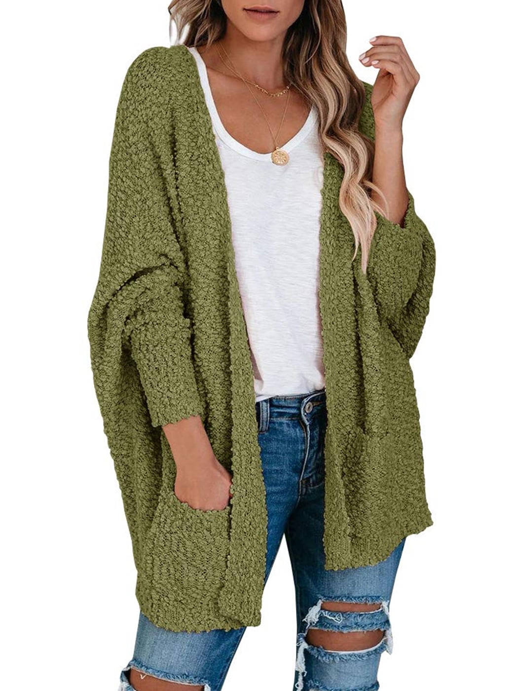 Green top duster sweater