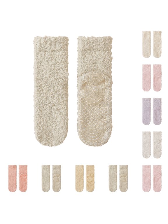 Womens Fuzzy Cloud Socks Cozy Slipper Socks Fluffy Warm Sleeping Socks Microfiber House Slippers 1 Pairs