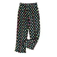 thumbnail image 1 of Womens Fuzzy Flannel Pajama Pants Comfy Soft Fluffy Plush Polka Dot Pj Pants High Waisted Wide Leg Lounge Pants, 1 of 5