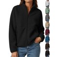 thumbnail image 1 of Womens Fuzzy Fleece Coats Fashion Cozy Soft Stand Collar Zip Up Outerwear for Fall Winter Hiking & Daily Wear, 1 of 9