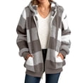 thumbnail image 1 of Womens Fuzzy Fleece Hoodies Jacket, Zip up Oversized Fleece Jackets Loungewear Winter Warm Outwear Coat with Pockets Khaki L , Ladies Jackets Winter, 1 of 9