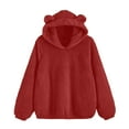 thumbnail image 1 of Womens Fuzzy Fleece Hoodies Sweatshirt Cute Ears Shaped Casual Loose Long Sleeve Pullover Hooded Sweatshirt Outwear Coat with Pockets, 1 of 8