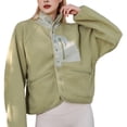 thumbnail image 1 of Womens Fuzzy Fleece Jacket Button Down Coats Casual Winter Warm Outwear with Pockets Avocado Green M, 1 of 7