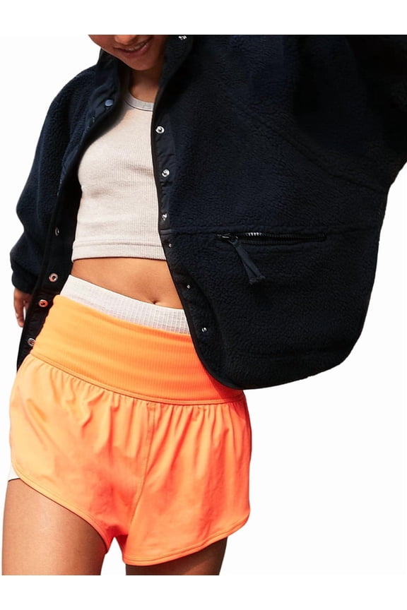 Womens Fuzzy Fleece Jacket Button Down Coats Casual Winter Warm Outwear with Pockets Black S