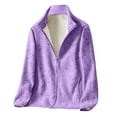thumbnail image 1 of Womens Fuzzy Jacket Fall Winter Sherpa Jacket Open Front Cardigan Outerwear with Pockets Light Purple, XXXXL, 1 of 4