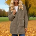 thumbnail image 1 of Womens Fuzzy Fleece Long Jackets Full Zip up Long Sleeve Hooded Coats Winter Fashion Warm Outerwear with Pockets New Women's Oversized Casual Jackets Khaki XL, 1 of 5