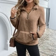 thumbnail image 1 of Womens Fuzzy Fleece Oversized Sweatshirt Quarter Zip Up Pullover Hoodie Long Sleeve Winter Warm Coat Jacket, 1 of 6