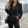 thumbnail image 1 of Womens Fuzzy Fleece Oversized Sweatshirt Quarter Zip Up Pullover Hoodie Long Sleeve Winter Warm Coat Jacket, 1 of 6