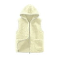thumbnail image 1 of Womens Fuzzy Fleece Vest Oversized Sleeveless Sherpa Jacket Warm Zip Up Outerwear Hoodies with Pockets, 1 of 5