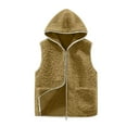 thumbnail image 1 of Womens Fuzzy Fleece Vest Oversized Sleeveless Sherpa Jacket Warm Zip Up Outerwear Hoodies with Pockets, 1 of 5