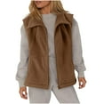 thumbnail image 1 of Womens Fuzzy Fleece Vest Sleeveless Jacket with Pockets Warm Fuzzy Zip Up Outerwear Coats Women Sweater Jacket with Fleece Interior Womens Vests Fashion Casual Solid Color Sport Outerwear, 1 of 9