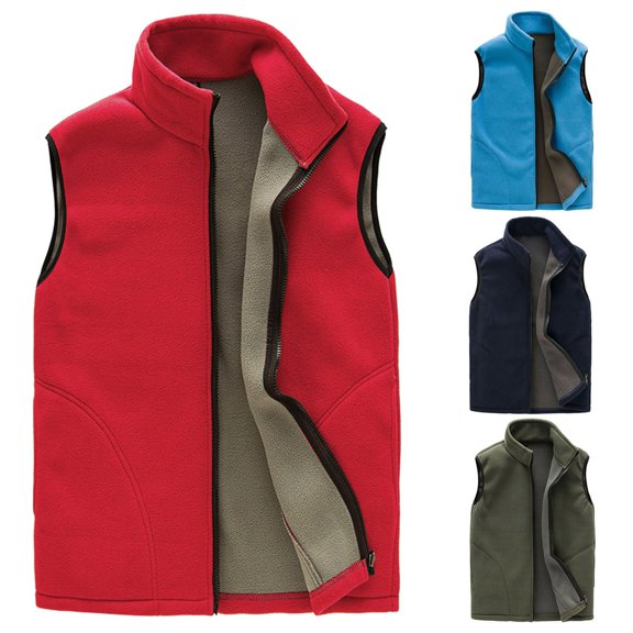 Womens Fuzzy Fleece Vests Zip up Stand Collar Sleeveless Jacket Fall Winter Warm Solid Color Gilet Outwear with Pockets 3XL