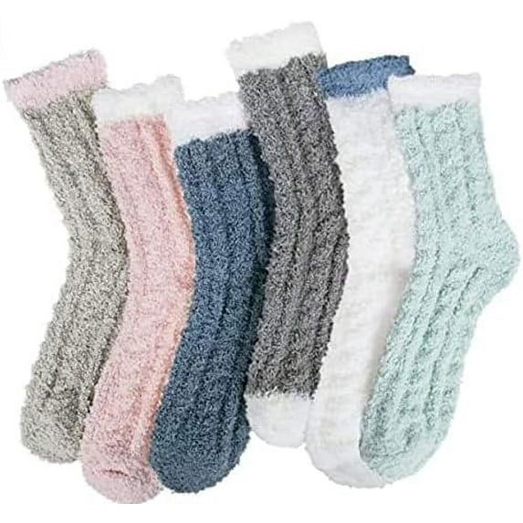 Womens Fuzzy Fluffy Cozy Warm Super Soft Slipper Socks Microfiber 3-8 Pairs Home Socks For Christmas