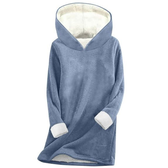 SHE IS Womens Fuzzy Hoodies Pullover Winter Warm Sherpa Lined Fleece Sweatshirt for Women Crewneck Sport Pullover Loungewear Tops Cozy Oversized Hooded Sweatshirt