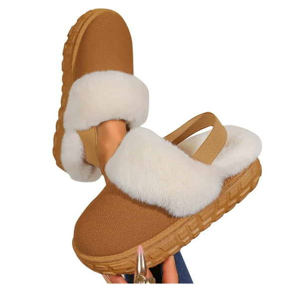 CHUMUD Womens Fuzzy House Slippers Warm Bedroom Shoes with Faux Fur Lining Non Slip Thick Sole Winter Slippers for Indoor and Outdoor