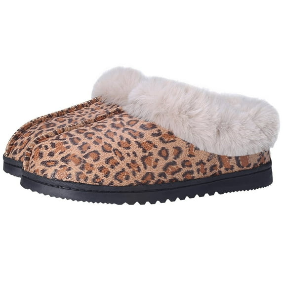 Womens Fuzzy Memory Foam Slippers Boots Cozy Faux Fur House Shoes Indoor Outdoor Rubber Sole Anti-Skid,Black US9-10