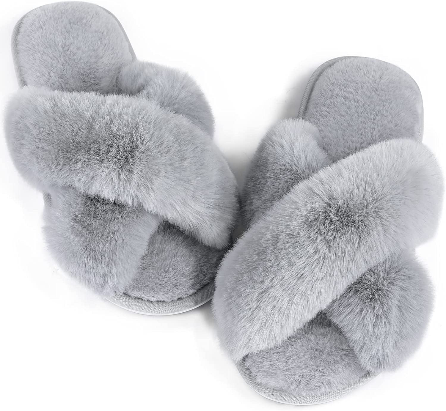 Litfun Women's Fuzzy Memory Foam Slippers Fluffy Winter House Shoes Indoor  and Outdoor