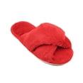 thumbnail image 1 of Womens Fuzzy Memory Foam Slippers Cross Band Cozy Plush Home Slippers Fluffy Furry Open Toe House Shoes Indoor Outdoor Slide Slipper, 1 of 6