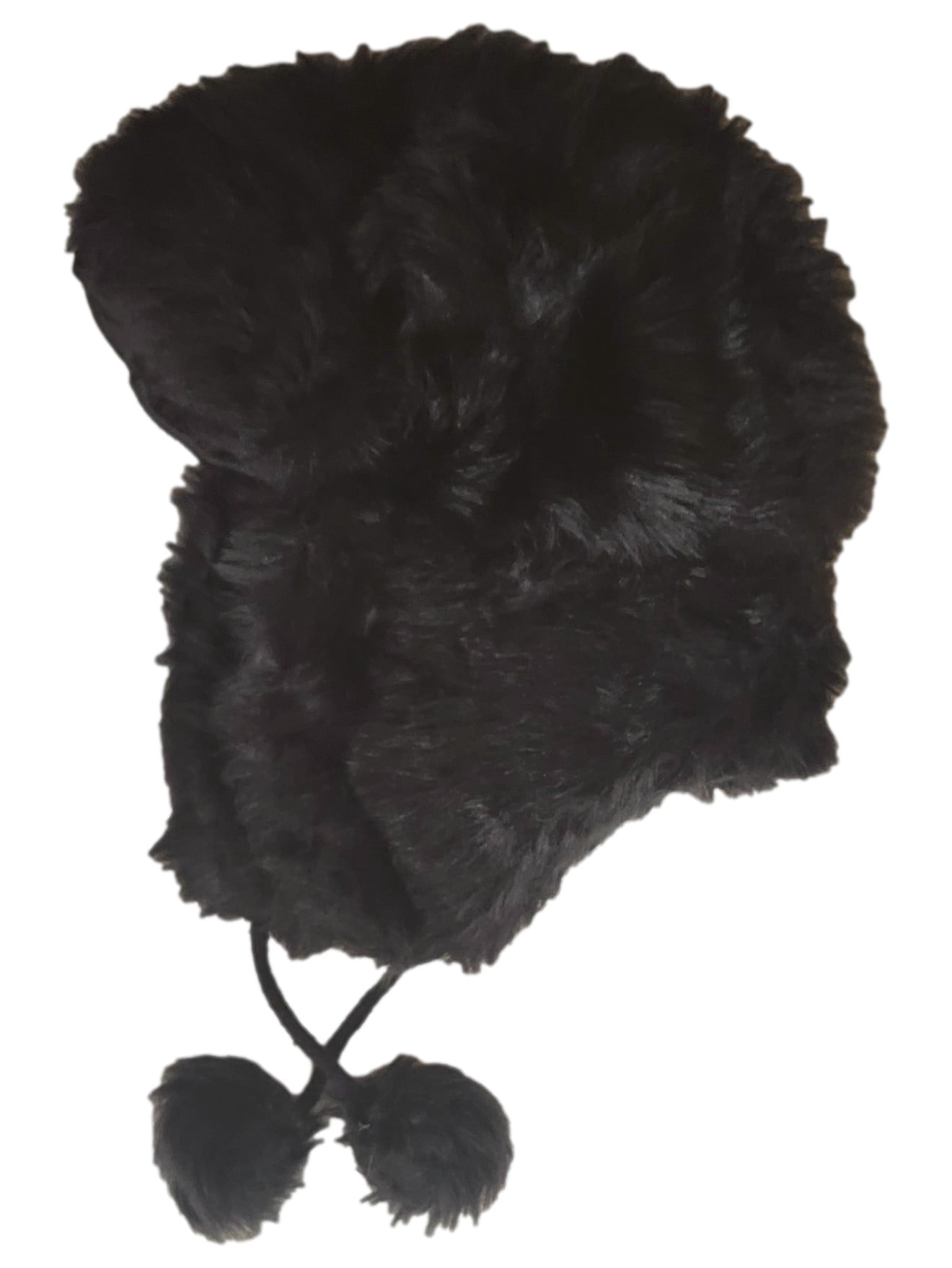 Womens Fuzzy Plush Black Trapper Hat - Walmart.com