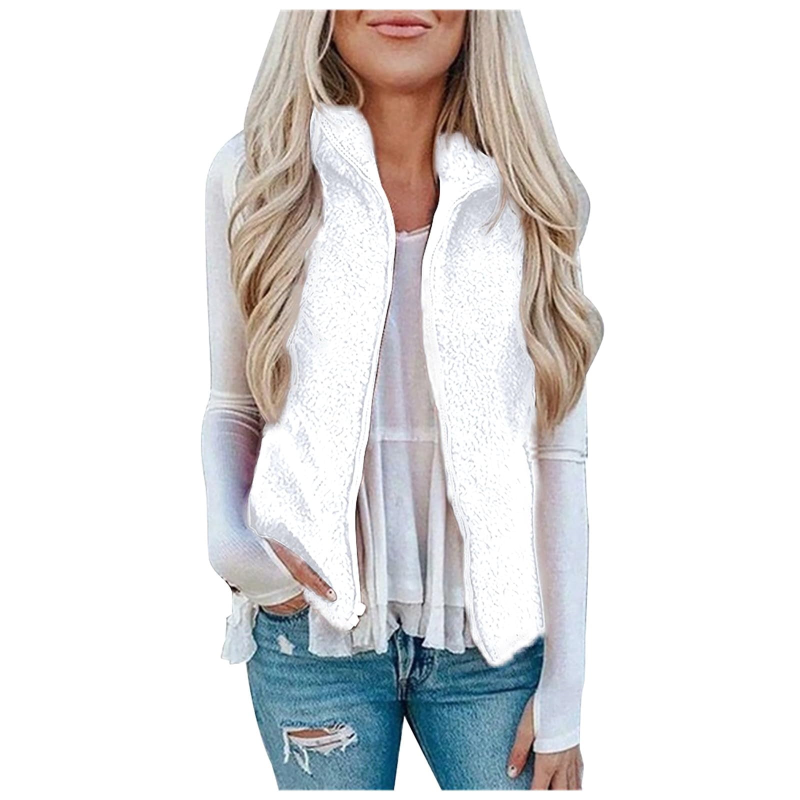 Gilet Sherpa Doudou Blanc Charming Charlie - Taille S Femme - Occasion Très Bon état