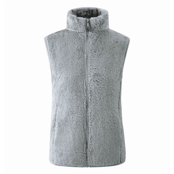 Womens Fuzzy Sherpa Fleece Vest Casual Sleeveless Outerwear Travel Zip Up Jacket Lightweight Warm Gilet With Pockets
