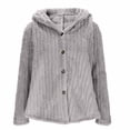 thumbnail image 1 of Womens Fuzzy Sherpa Hooded Jacket Long Sleeve Open Front Fluffy Fleece Button down Cardigan Winter Warm Thicken Outwear (S, Gray), 1 of 8