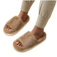 thumbnail image 1 of CHUMUD Womens Fuzzy Slides Fluff Slippers Winter Warm Plush Home Slippers Open Toe Non Slip Indoor Fuzzy Slides, 1 of 4