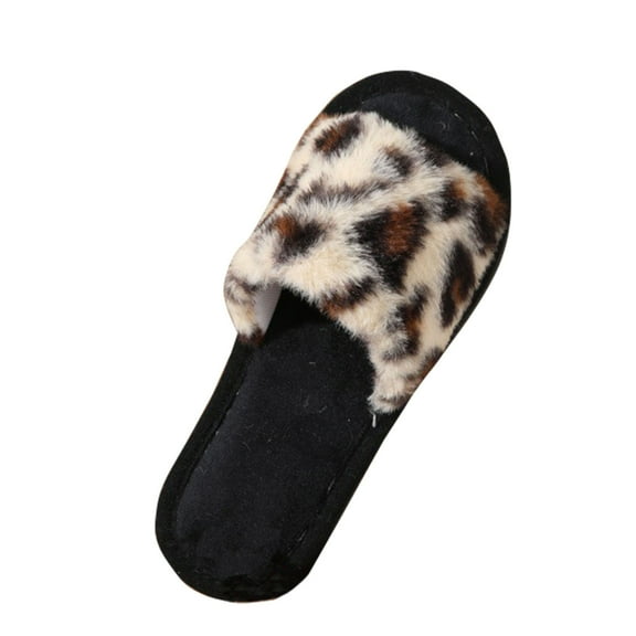 Womens Fuzzy Slides Open Toe Furry Slide Slippers Indoor Outdoor Slides Sandals Casual Flat Fluffy House Slippers White Women Sandal