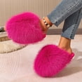 thumbnail image 1 of Womens Fuzzy Slipper Big Faux Fur Soft Fashion Non Slip Comfortable House Shoes Comfy Gift Hot Pink 9-9.5, 1 of 5