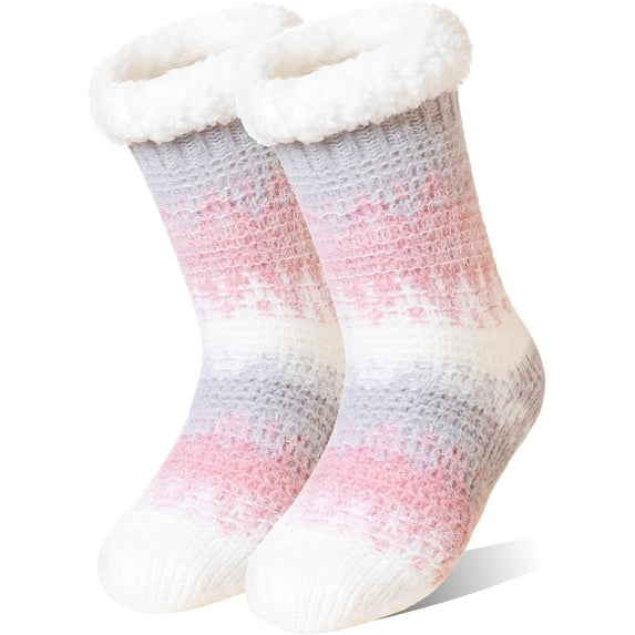 Womens Fuzzy Slipper Grips Socks Fluffy Winter Warm Fleece Lining Non Slip Thick Thermal Cozy Plush Socks