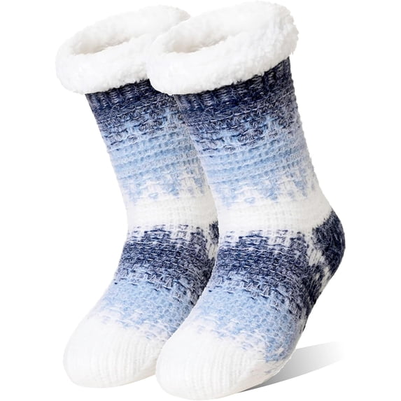 Womens Fuzzy Slipper Grips Socks Fluffy Winter Warm Fleece Lining Non Slip Thick Thermal Cozy Plush Socks