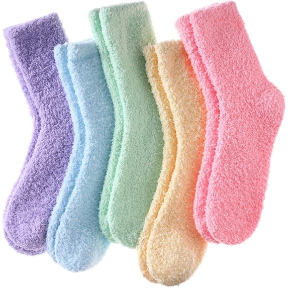 Womens Fuzzy Slipper Socks Super Soft Microfiber Fluffy Cozy Winter Warm Fuzzy Crew Socks