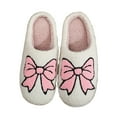 thumbnail image 1 of Womens Fuzzy Slippers 2025 Christmas Bow Cherry Cute Memory Foam House Shoes Non Slip Comfy Home Bedroom Slip on, 1 of 6