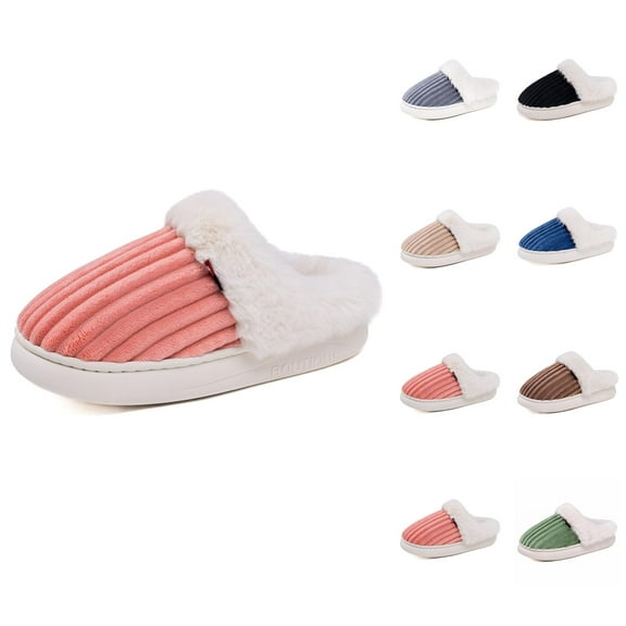 Womens Fuzzy Slippers Plush Lined Winter Slippers Soft Sole Cozy Indoor Outdoor Warm Shoes Comfortable Design Ideal for Home and Couples