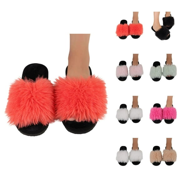 Womens Fuzzy Slippers Slip On Cozy Indoor Bedroom Shoes Women's Slippers Winter Indoor Cozy Shoes With Sole For Home Comfort And Warmth